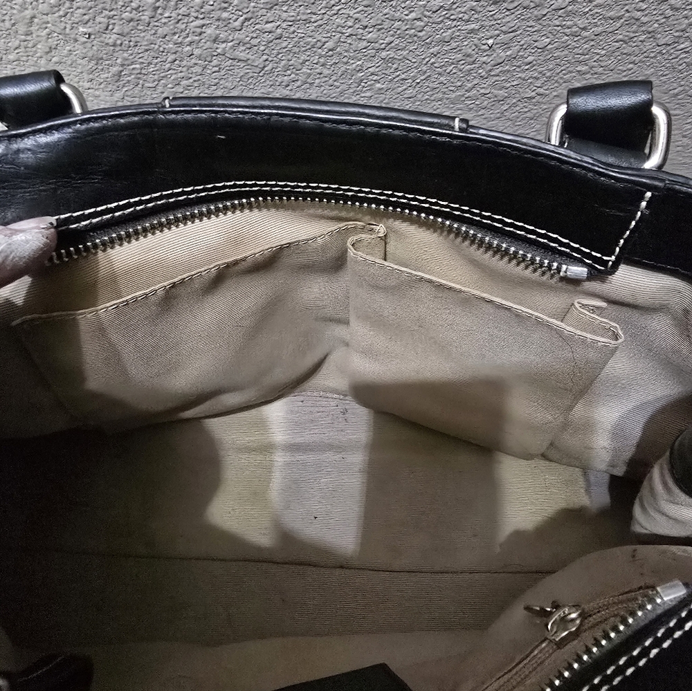 Black Pebble Leather Coach Purse The Hampton Satchel - Picture 7 of 7